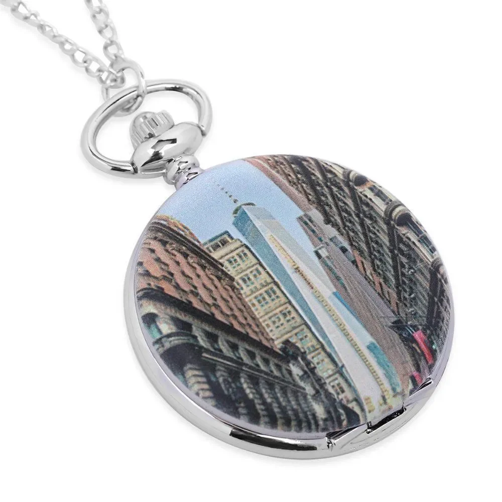 STRADA Statue World Trade Cente Pattern Pocket Watch Women's 31
